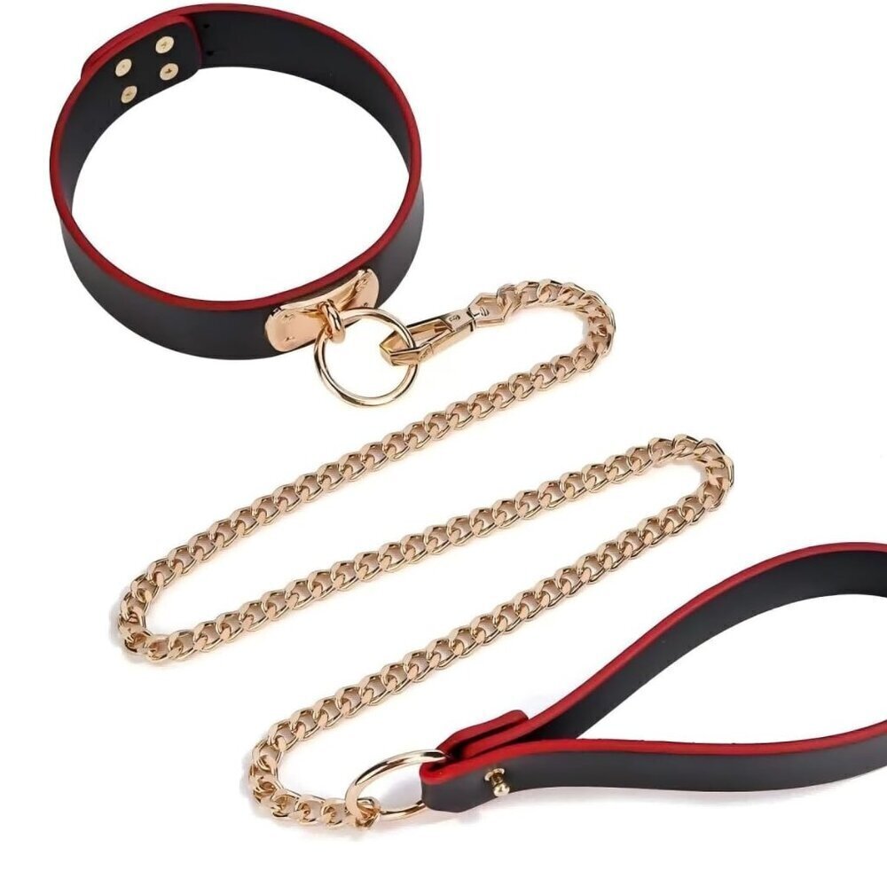 Goth Choker Necklace Leather Collar Leash Set Women Cosplay Rave Gothic Jewelry